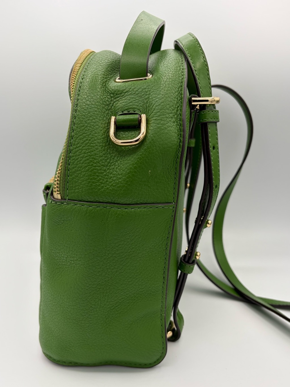 Michael Kors Backpack Green Leather Medium Jessa with Gold Hardware Classic Fall - Picture 4 of 14